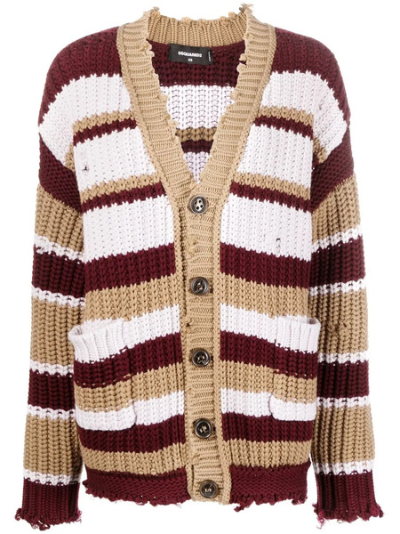  Dsquared2 Cardigan à Rayures - Marron 