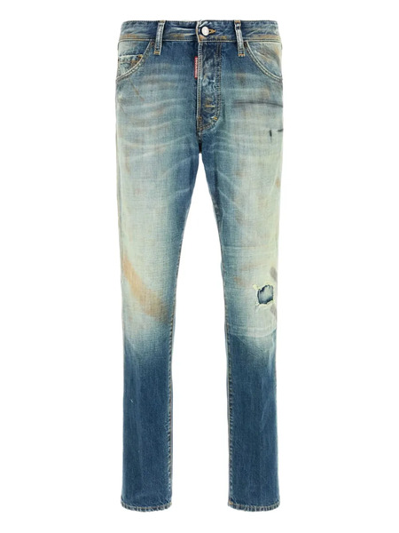  Dsquared2 Jean Ample à Design Patchwork - Bleu 