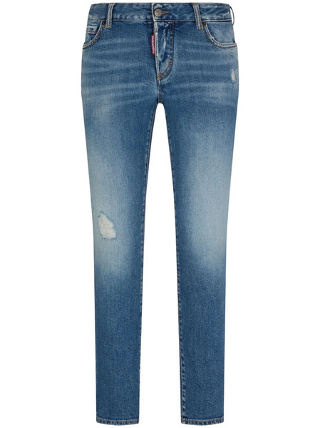  Dsquared2 Jean Cigarette à Patch Logo - Bleu 