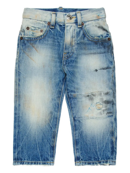 Dsquared2 Kids Jean Ample à Effet Usé - Bleu 