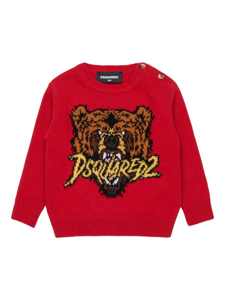  Dsquared2 Kids Pull à Design Tissé - Rouge 