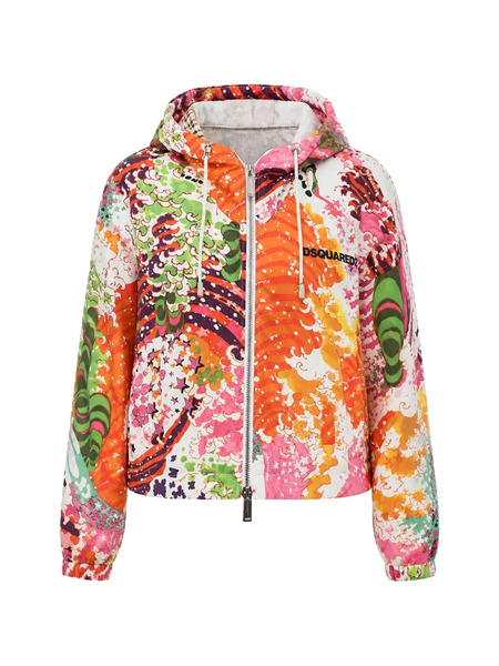  Dsquared2 Patterned Hooded Jacket - Blanc 