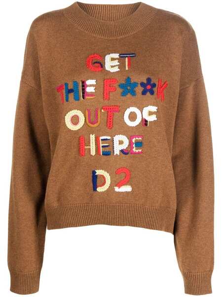  Dsquared2 Pull à Slogan En Crochet - Marron 