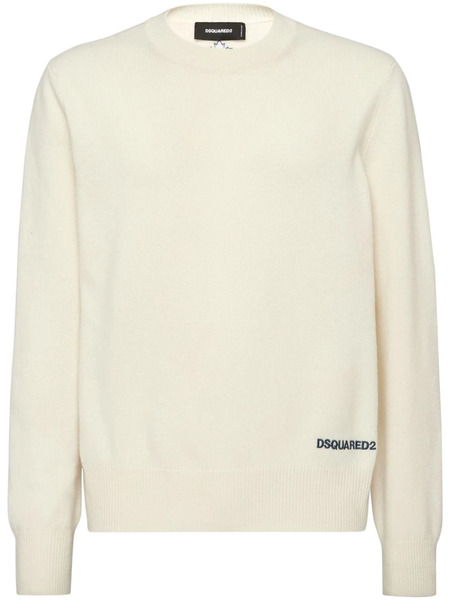  Dsquared2 Pull En Maille à Logo Imprimé - Blanc 