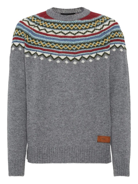  Dsquared2 Pull En Maille Fair Isle - Gris 