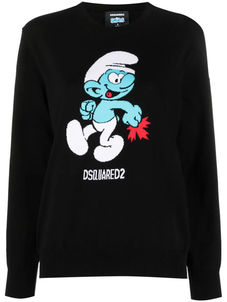  Dsquared2 Pull En Maille Intarsia - Noir 