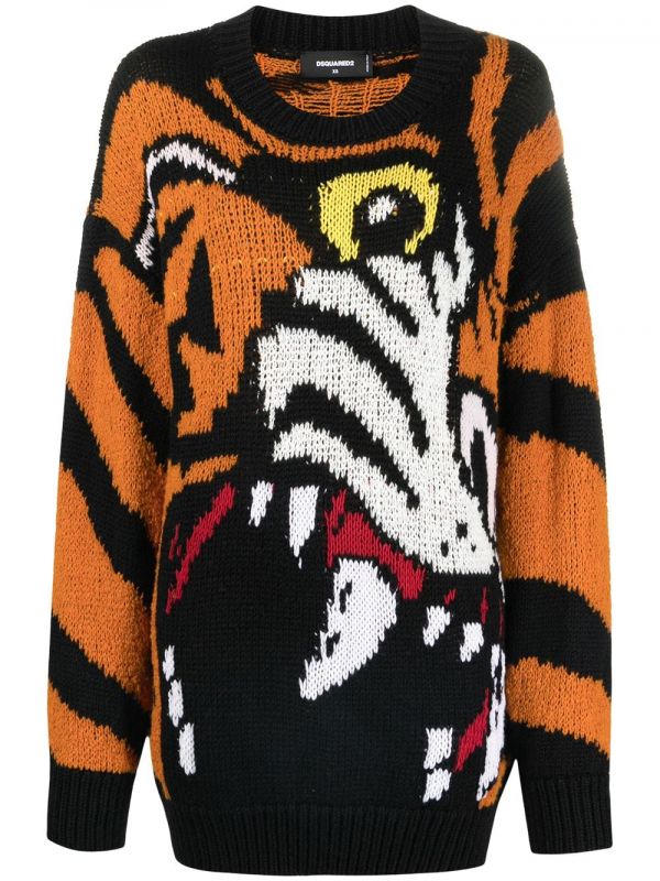  Dsquared2 Pull En Maille Intarsia - Orange 