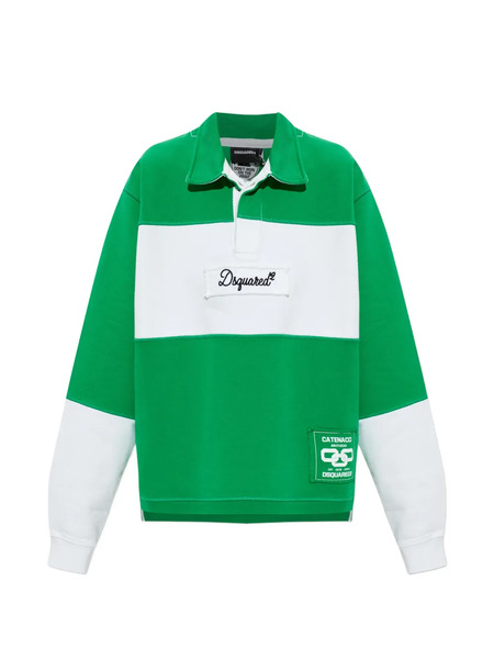  Dsquared2 Pull Rayé à Col - Vert 