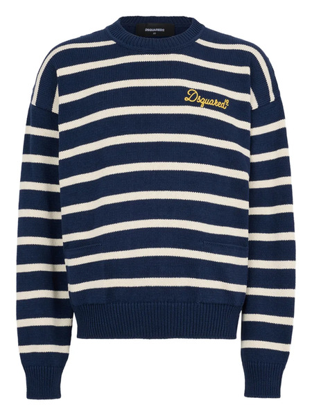  Dsquared2 Pull Rayé à Manches Longues - Bleu 