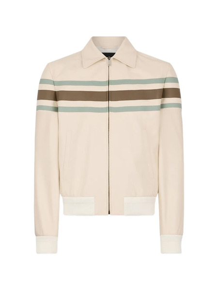  Dsquared2 Veste En Cuir Preppy à Rayures - Tons Neutres 