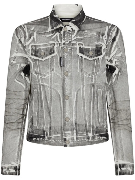  Dsquared2 Veste En Jean à Effet Craquelé - Gris 