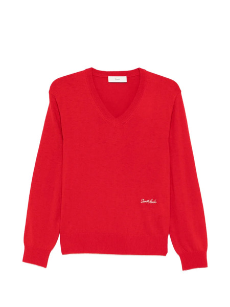  Dunst Pull à Col V Et Logo - Rouge 