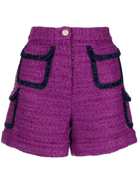  Edward Achour Paris Short En Tweed à Poches - Violet 