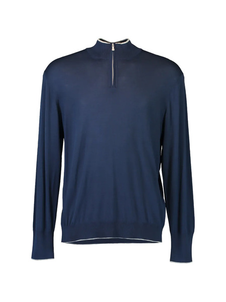  Eleventy Pull à Col Zippé - Bleu 