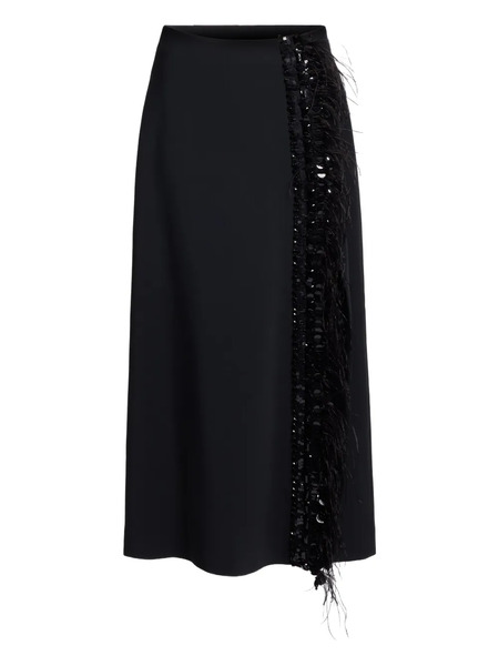  Elie Saab Jupe Mi-longue à Détails De Plumes - Noir 
