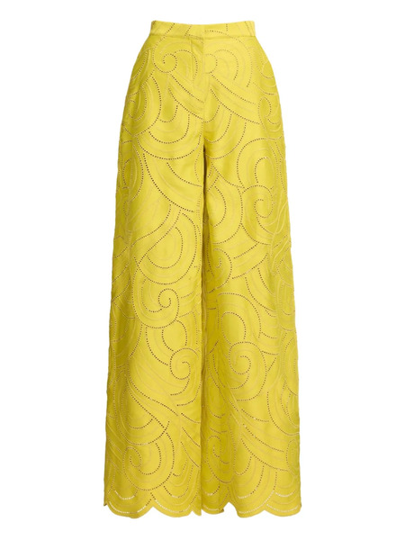  Elie Saab Pantalon à Broderie Spirales - Jaune 