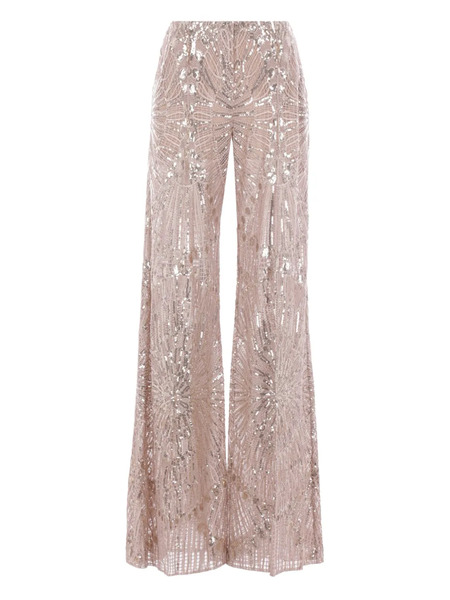  Elie Saab Pantalon Brodé à Coupe évasée - Tons Neutres 
