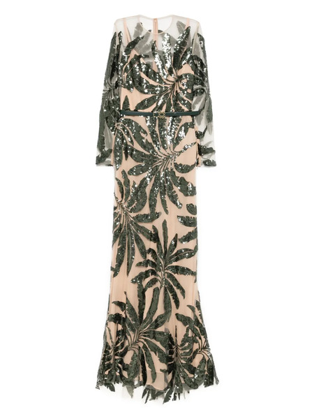  Elie Saab Robe Longue En Tulle à Broderies - Vert 