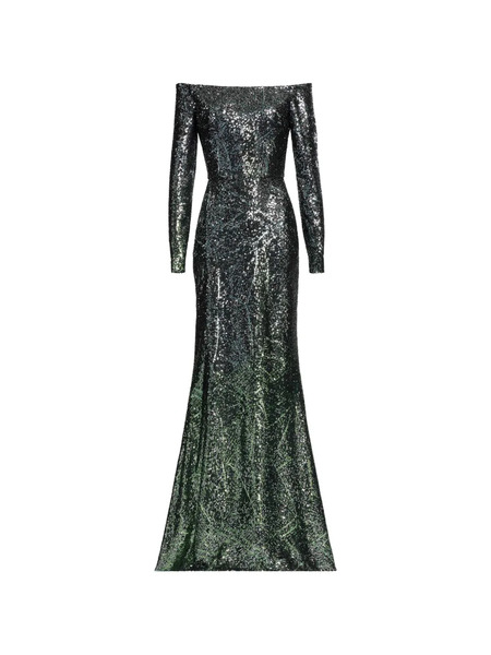  Elie Saab Robe Ornée De Sequins à Coupe Longue - Noir 