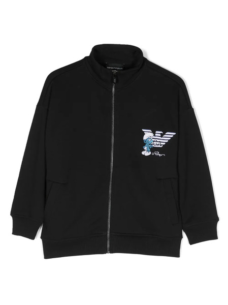  Emporio Armani Kids X Smurfs Veste Zippée à Logo Brodé - Bleu 