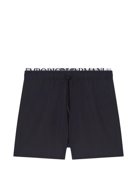  Emporio Armani Logo-waistband Drawstring Swim Shorts - Noir 