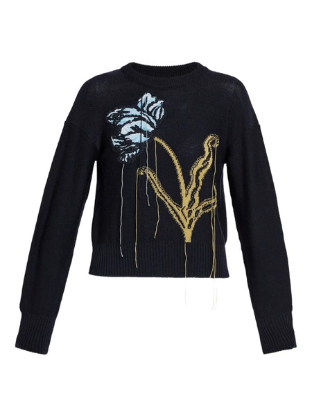  Erdem Pull à Fleurs - Bleu 