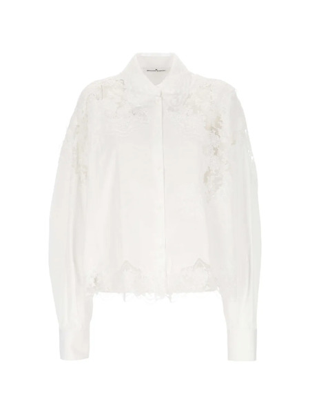  Ermanno Scervino Chemise à Détail En Dentelle - Blanc 