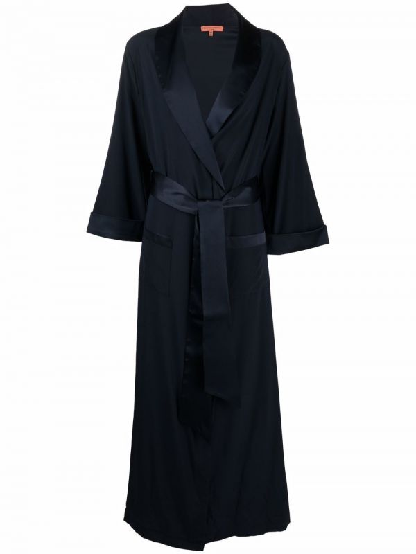  Ermanno Scervino Manteau Long à Taille Nouée - Bleu 
