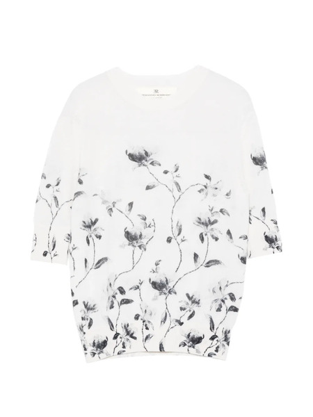  Ermanno Scervino Pull à Fleurs - Blanc 