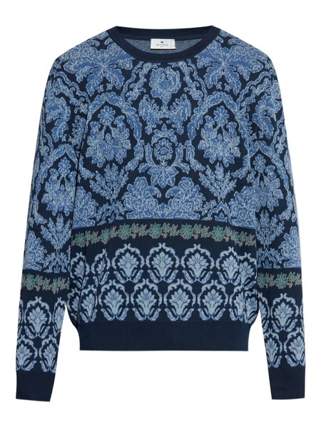  Etro Pull à Fleurs - Bleu 