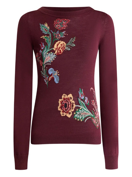  Etro Pull à Fleurs En Jacquard - Rouge 