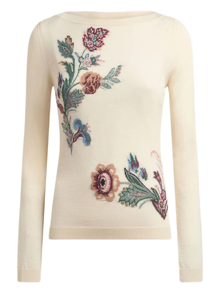  Etro Pull à Fleurs En Jacquard - Tons Neutres 