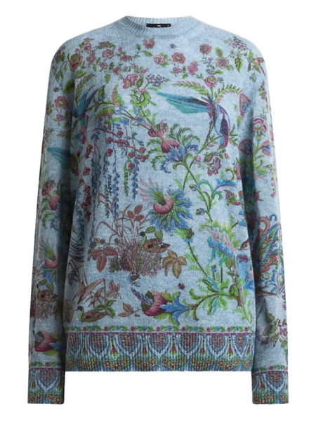  Etro Pull à Motif Flora Fauna - Bleu 