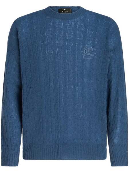  Etro Pull En Maille Torsadée - Bleu 