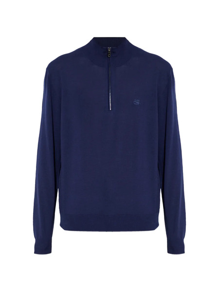 Etro Pull Zippé à Logo - Bleu 