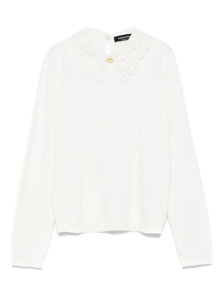  Fabiana Filippi Pull Bordé De Dentelle - Blanc 