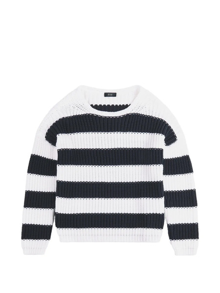  Fay Horizontal-stripe Chunky-knit Sweater - Blanc 