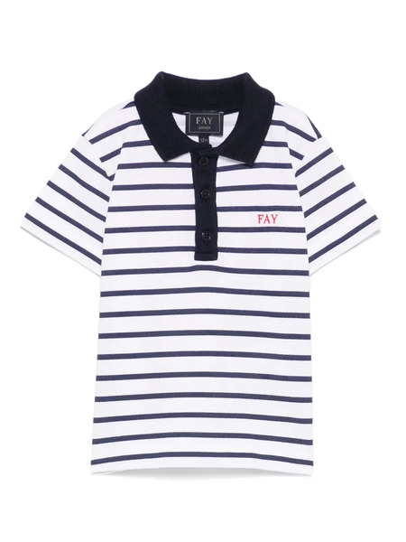 Fay Kids Polo à Rayures - Blanc 