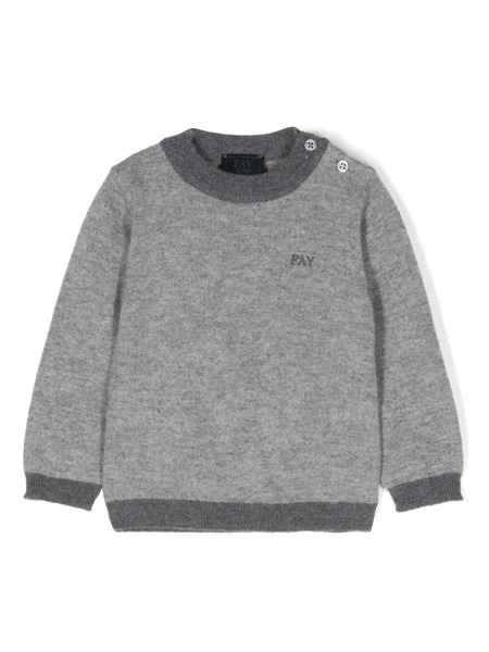  Fay Kids Pull à Logo Brodé - Gris 