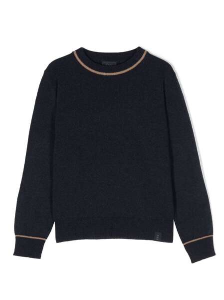  Fay Kids Pull En Maille Contrastante - Bleu 