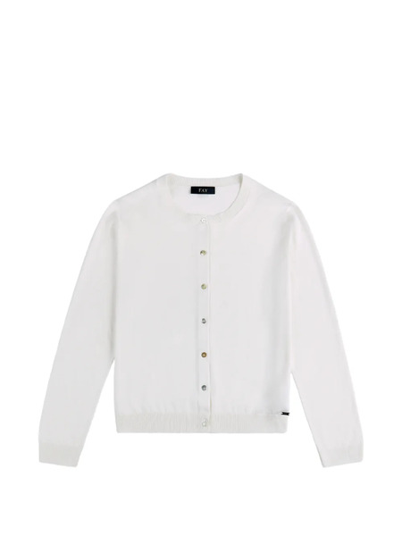  Fay Logo-plaque Button-up Cardigan - Blanc 