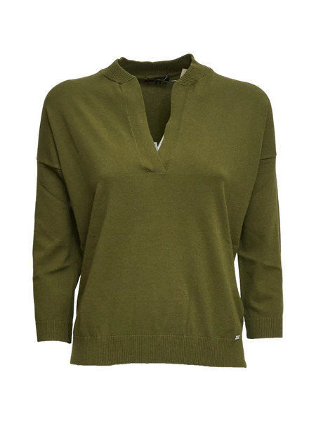  Fay Pull Côtelé à Col V - Vert 