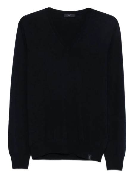  Fay Pull En Laine à Col V - Bleu 