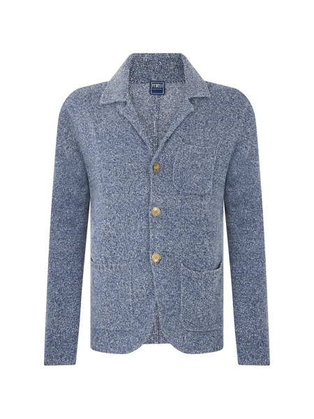  Fedeli Button-up Notched-lapel Cardigan - Bleu 