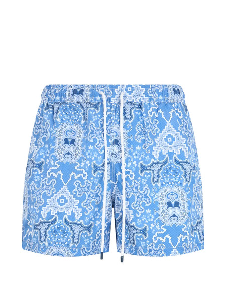  Fedeli Graphic-print Drawstring Swim Shorts - Bleu 