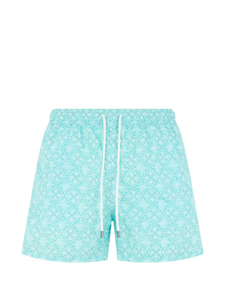  Fedeli Patterned Drawstring Swim Shorts - Bleu 