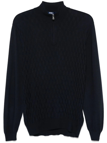  Fedeli Pull En Laine Vierge - Bleu 