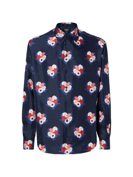  Fendi Chemise à Fleurs - Bleu 