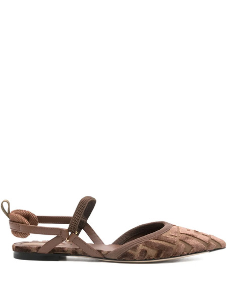  Fendi Escarpins Ff à Bride Arrière - Marron 