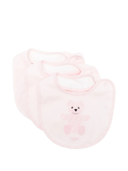  Fendi Kids Bavoirs à Logo Ff Et Motif De Nounours (lot De Trois) - Rose 